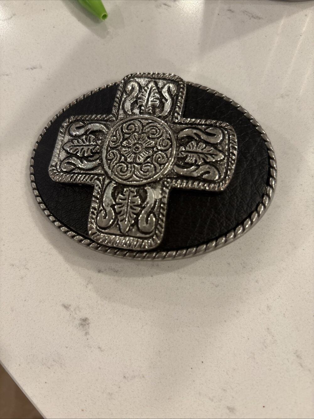 Vintage Pewter/Leather Ivan Belt Buckle